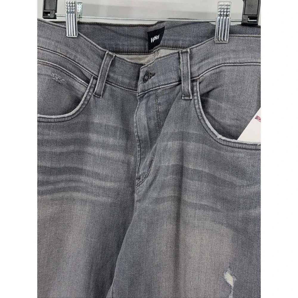 Hudson Blake Bronx Jeans Men's 33 Slim Straight Grey Distressed